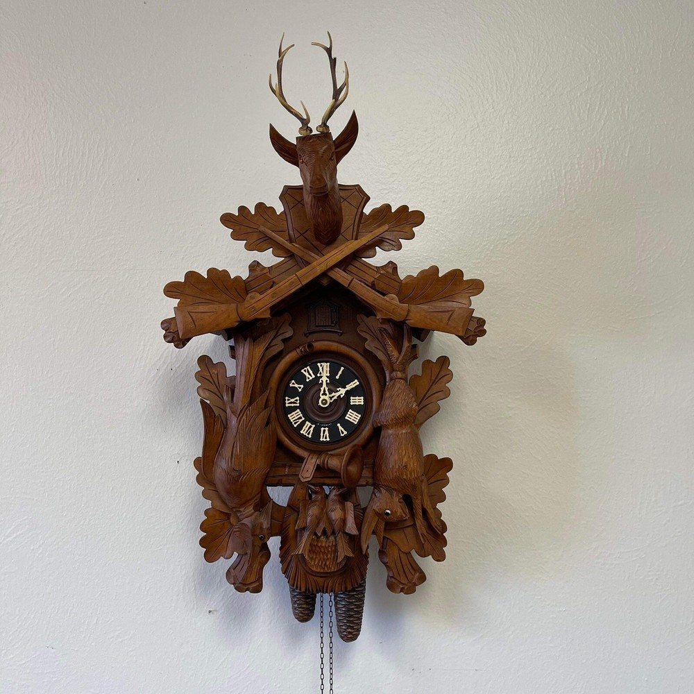 Black Forest Deer Head Hunter Cuckoo Clock