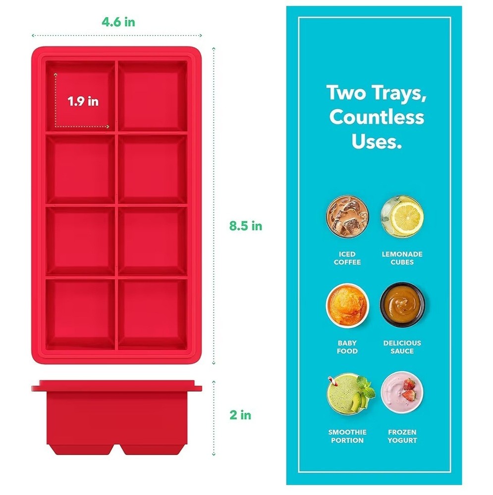 Ice Cube Trays- Round And Large Cube- 4 Pack