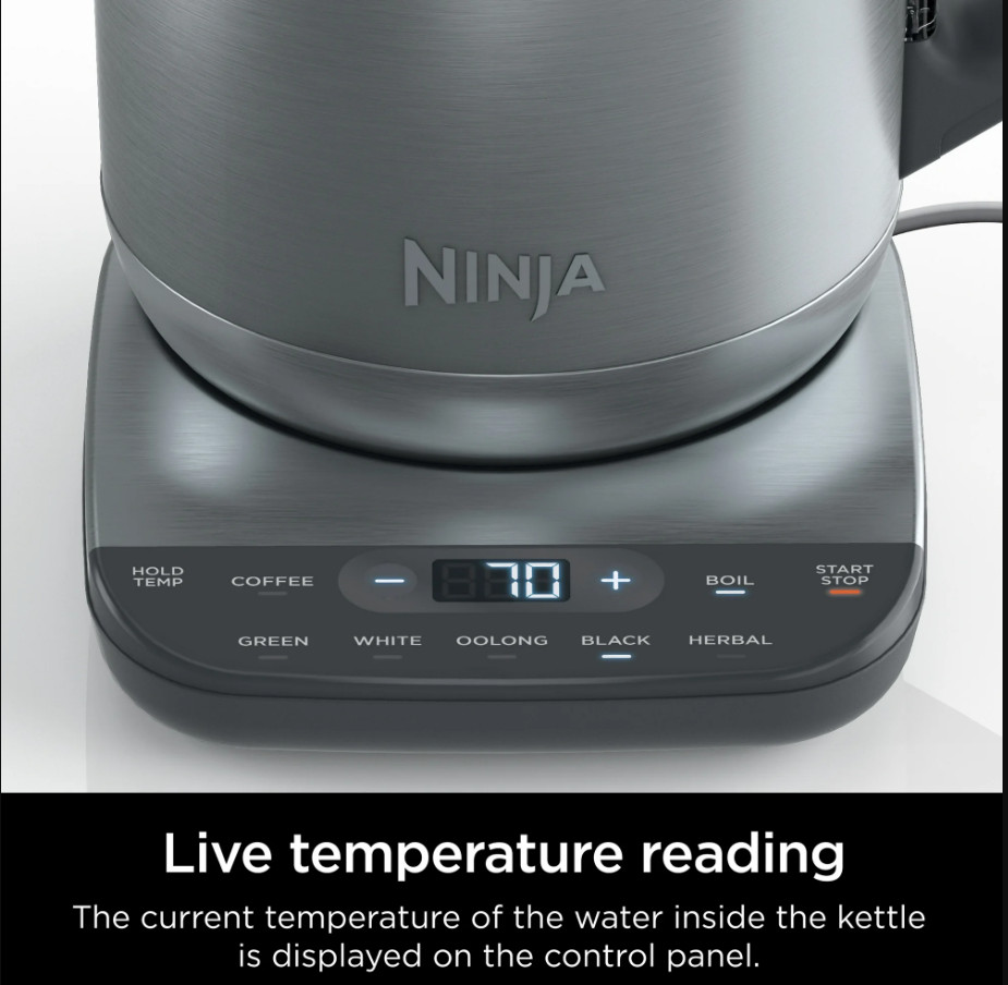Ninja Precision Temperature Kettle Stainless, 7-Cup Capacity, Hold Temp Setting