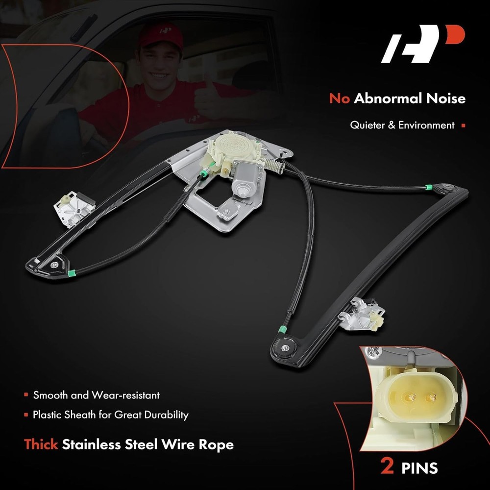Front Left Driver Side Power Window Regulator with Motor Compatible with BMW E39