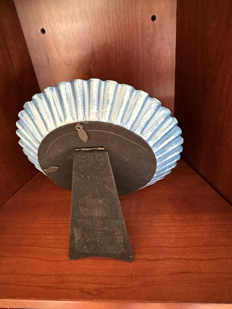 Vintage Blue Ceramic Round Picture Frame
