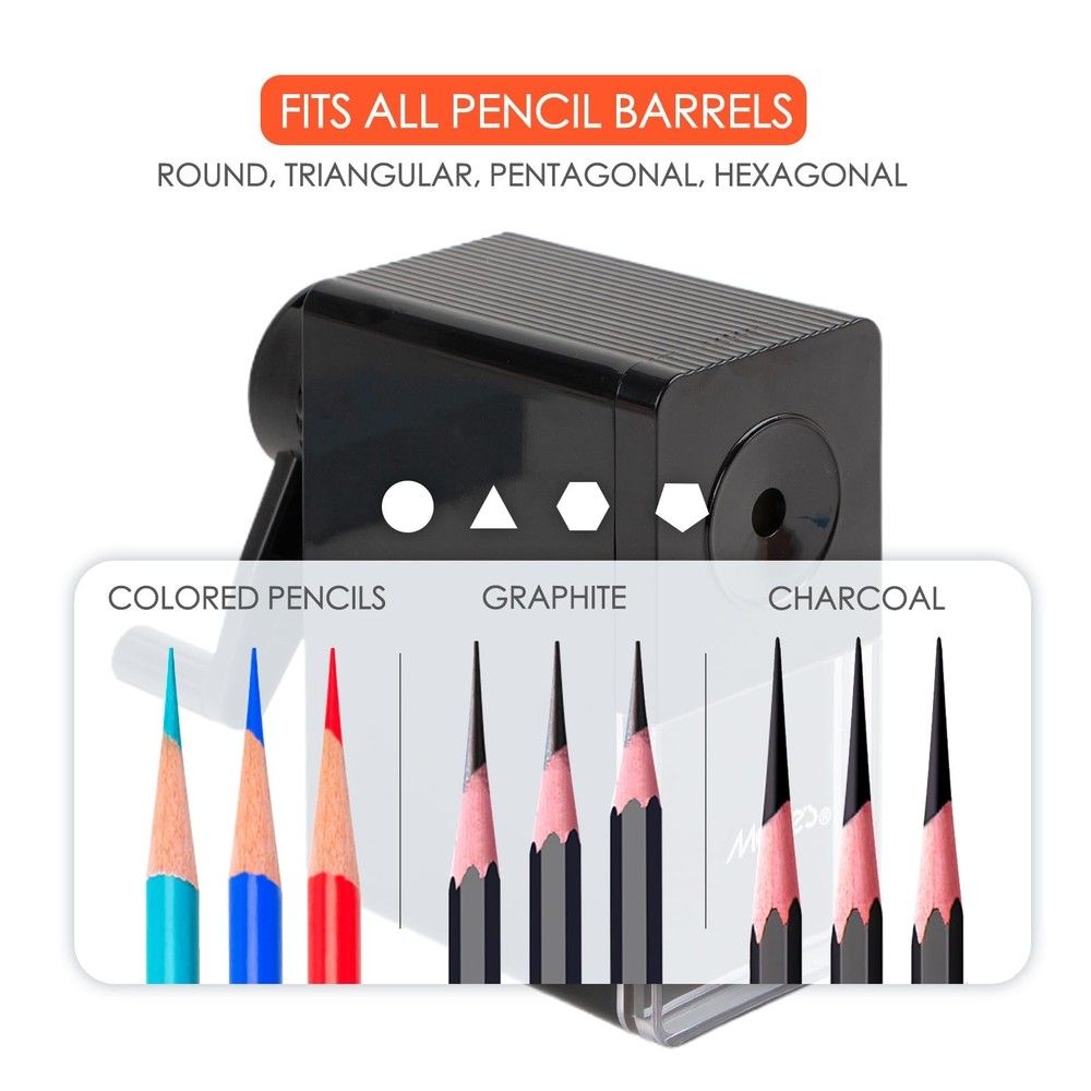 Marie's Long Point Manual Pencil Sharpener, 5-Level Adjustable Hand Crank Sha...