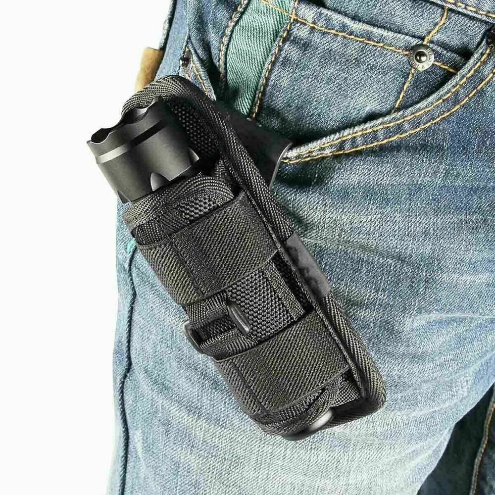360° Rotatable Belt Flashlight Holder for Elastic Strap Tactical Molle Pack Bags