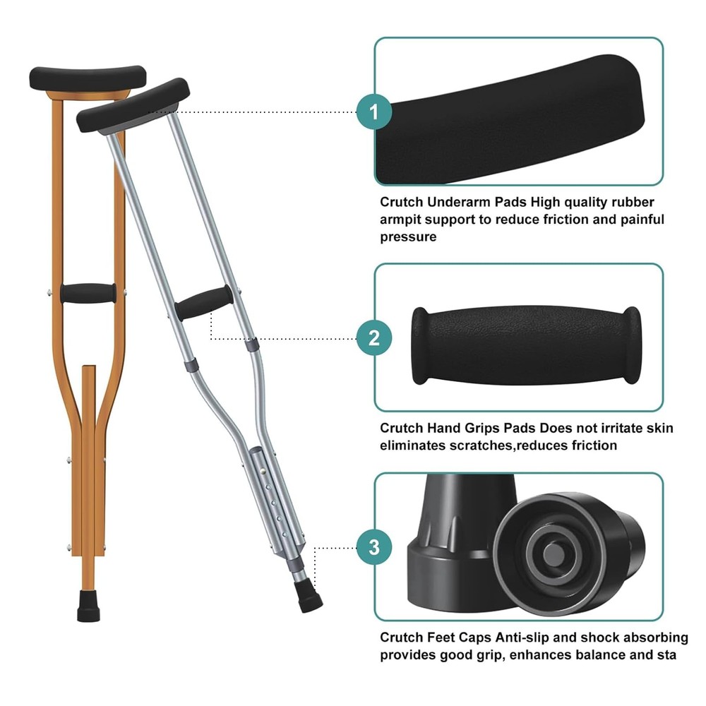 Crutch Padding and Crutches Accessories, Sets, Sets-Black