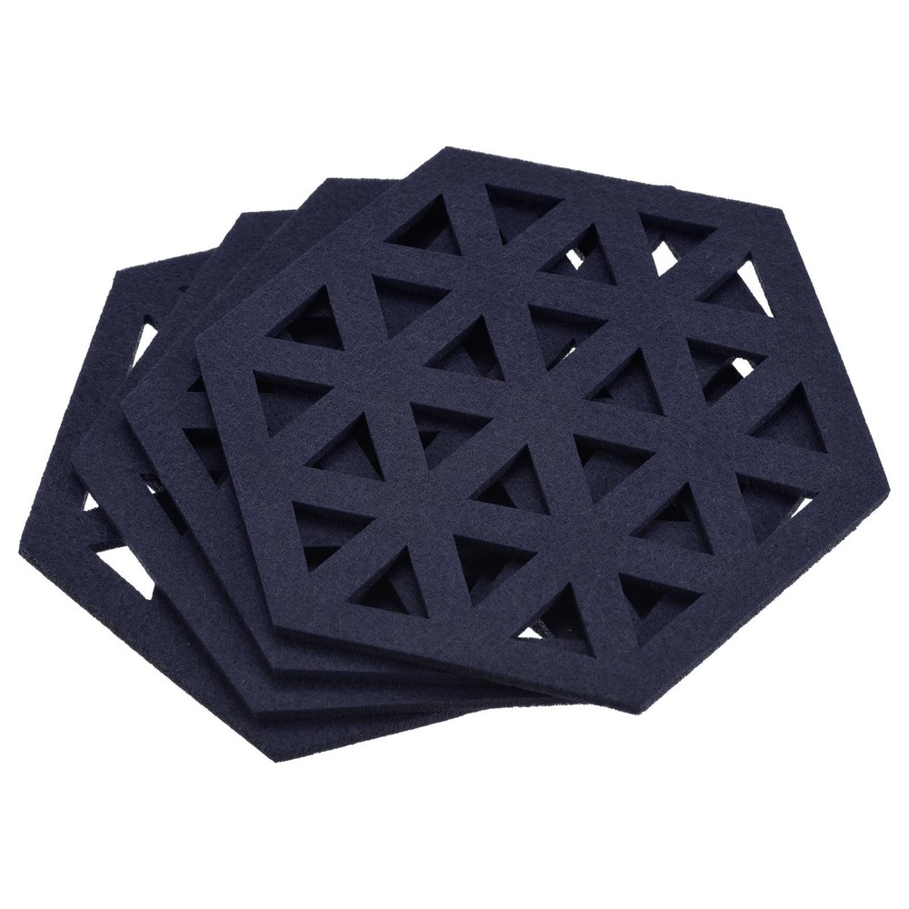 Felt Coasters 4pcs Hexagonal Pads Coasters Dark Blue