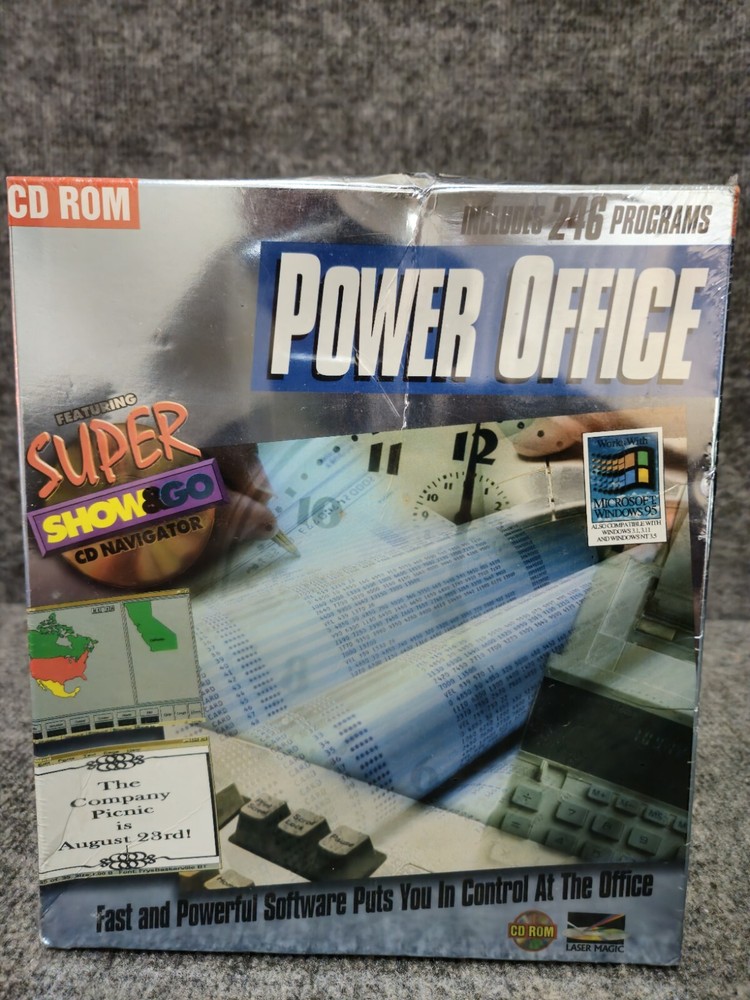 Vintage 1995 Laser Magic POWER OFFICE CD ROM Software Windows