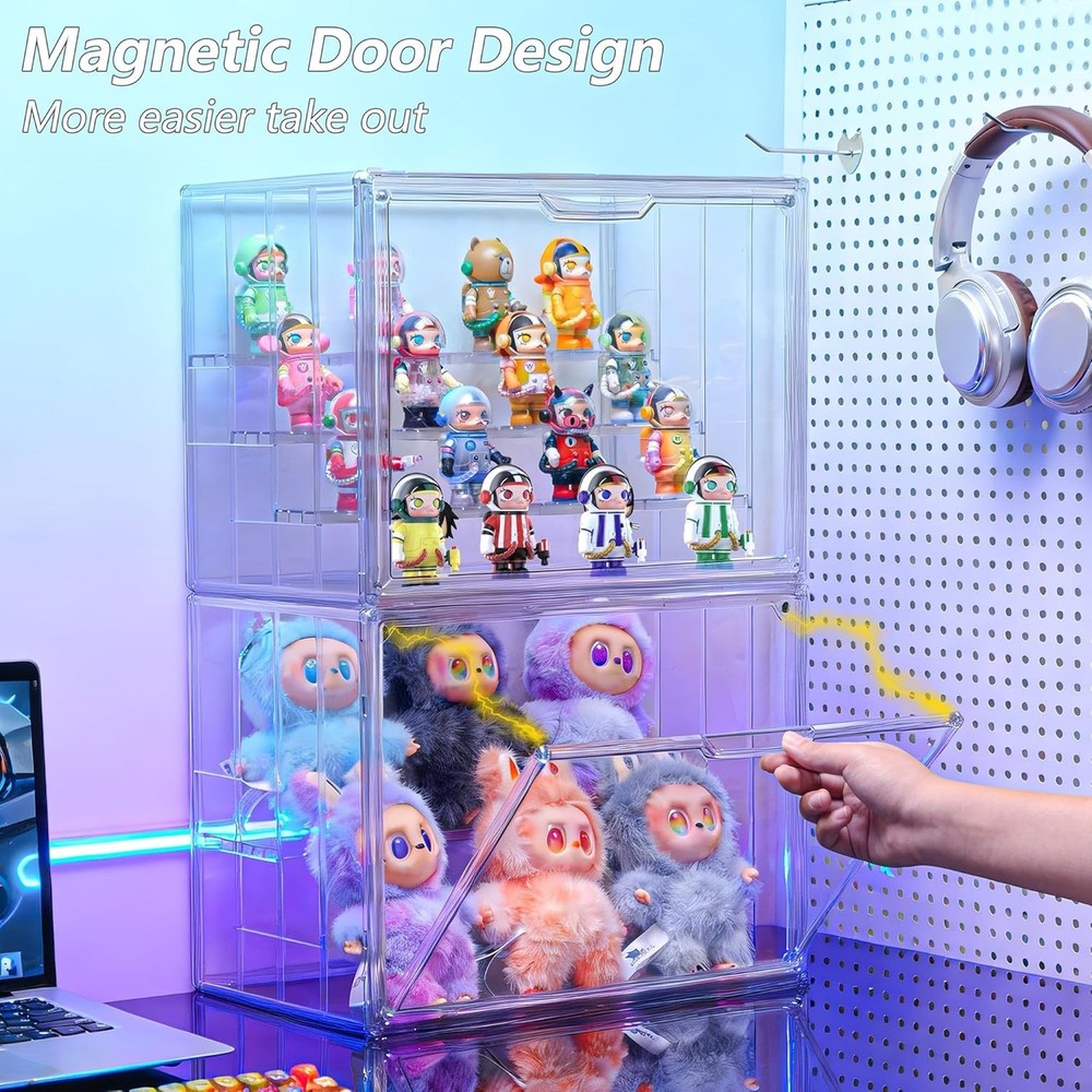 Acrylic Clear Display Case for Collectibles, 4 Layer Adjustable Figure Displa...
