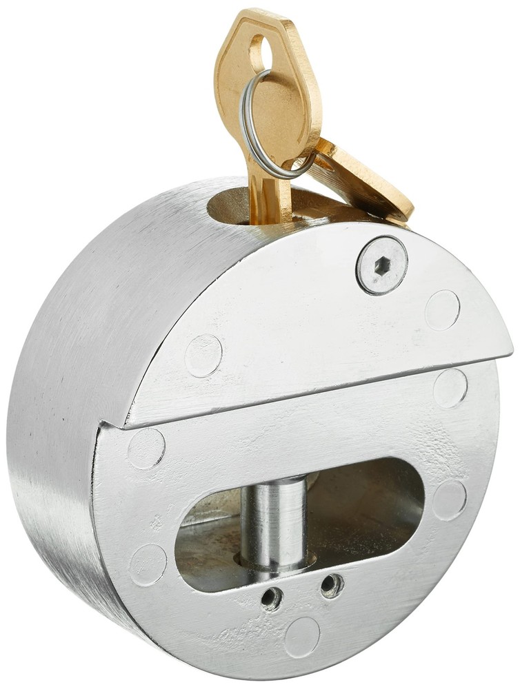 MASTER LOCK Keyed Padlock,1 23/32 in,Round,Silver