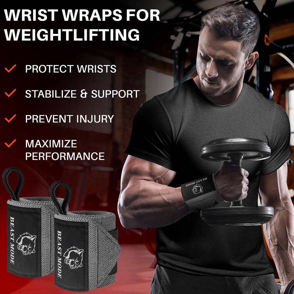 Weightlifting Wrist Wraps with Thumb Loop – 18" HeavyDuty Support for