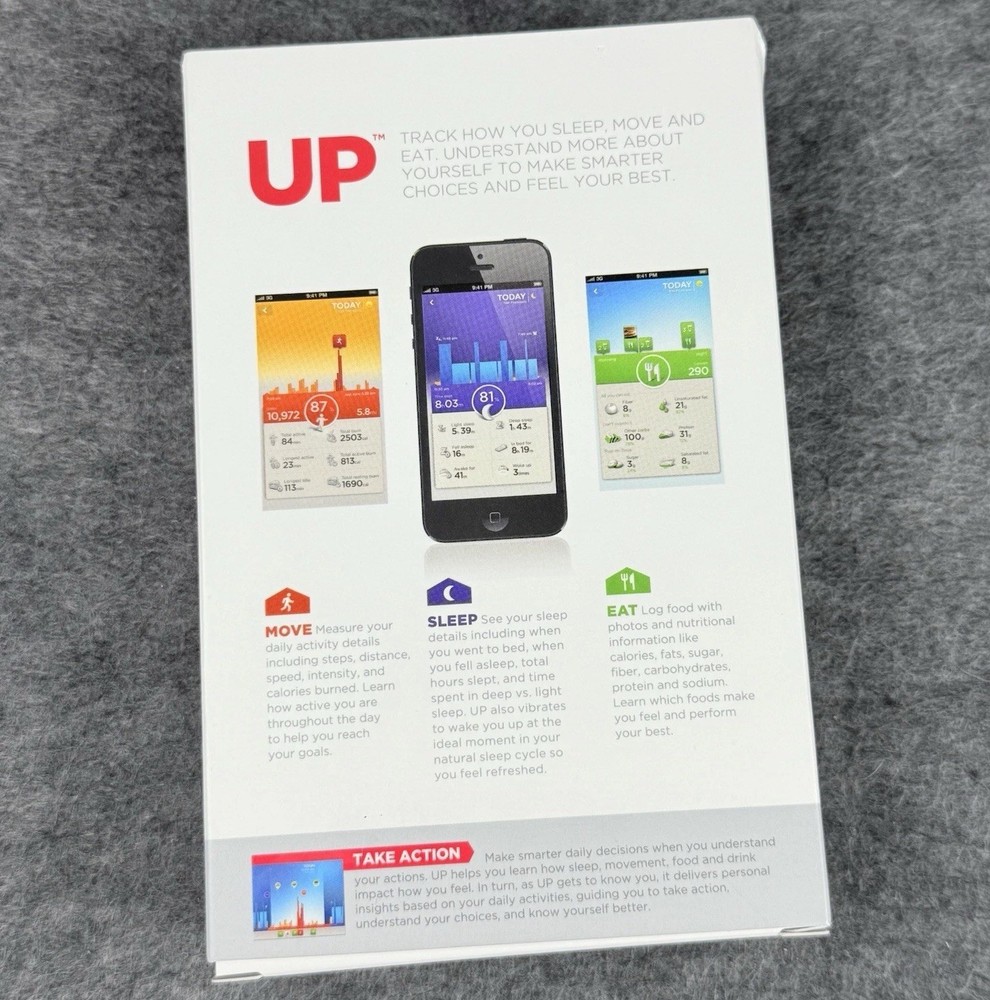 UP by Jawbone Wireless Wristband Activity Tracker Medium Light Gray Sealed