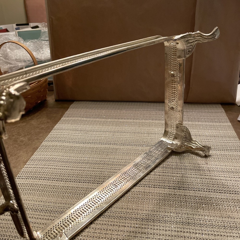 TRAY Silverplate Rectangular Ornate Handles Feet 13” X 8”