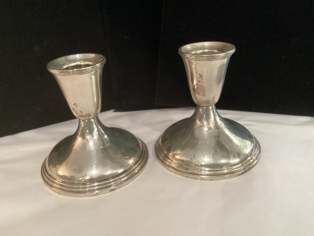 ANTIQUE AUTHENTIC SIGNED EMPIRE STERLING SILVER CANDLE STICKS MUST SEE NO RES