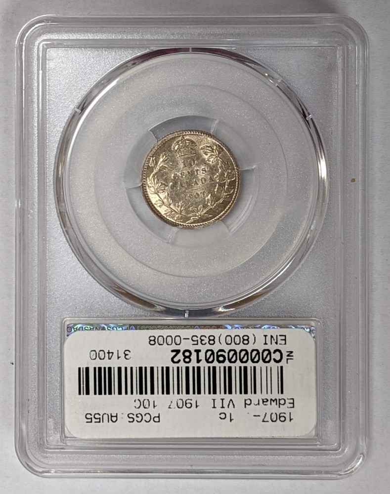 1907 Canada 10c PCGS AU 55