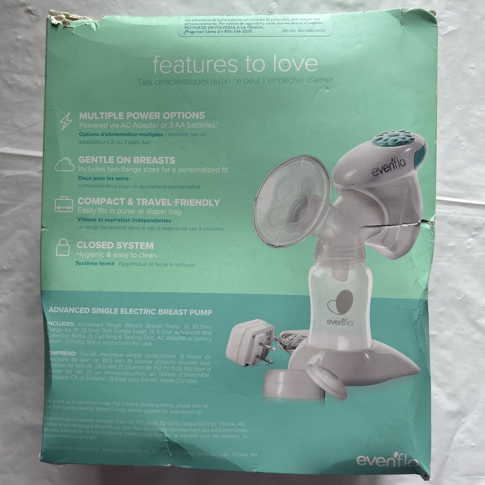 Evenflo Advanced Single Electric Breast Milk Pump Multiple Power Options