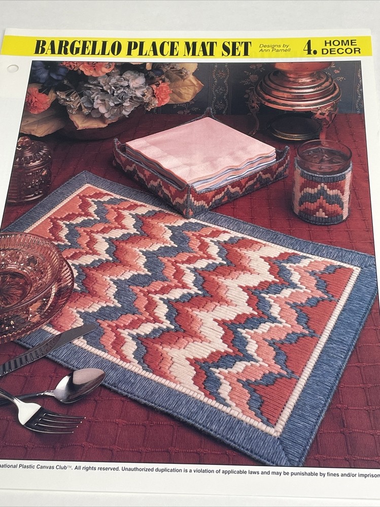 Bargello Place Mat Set Annie's Plastic Canvas Pattern