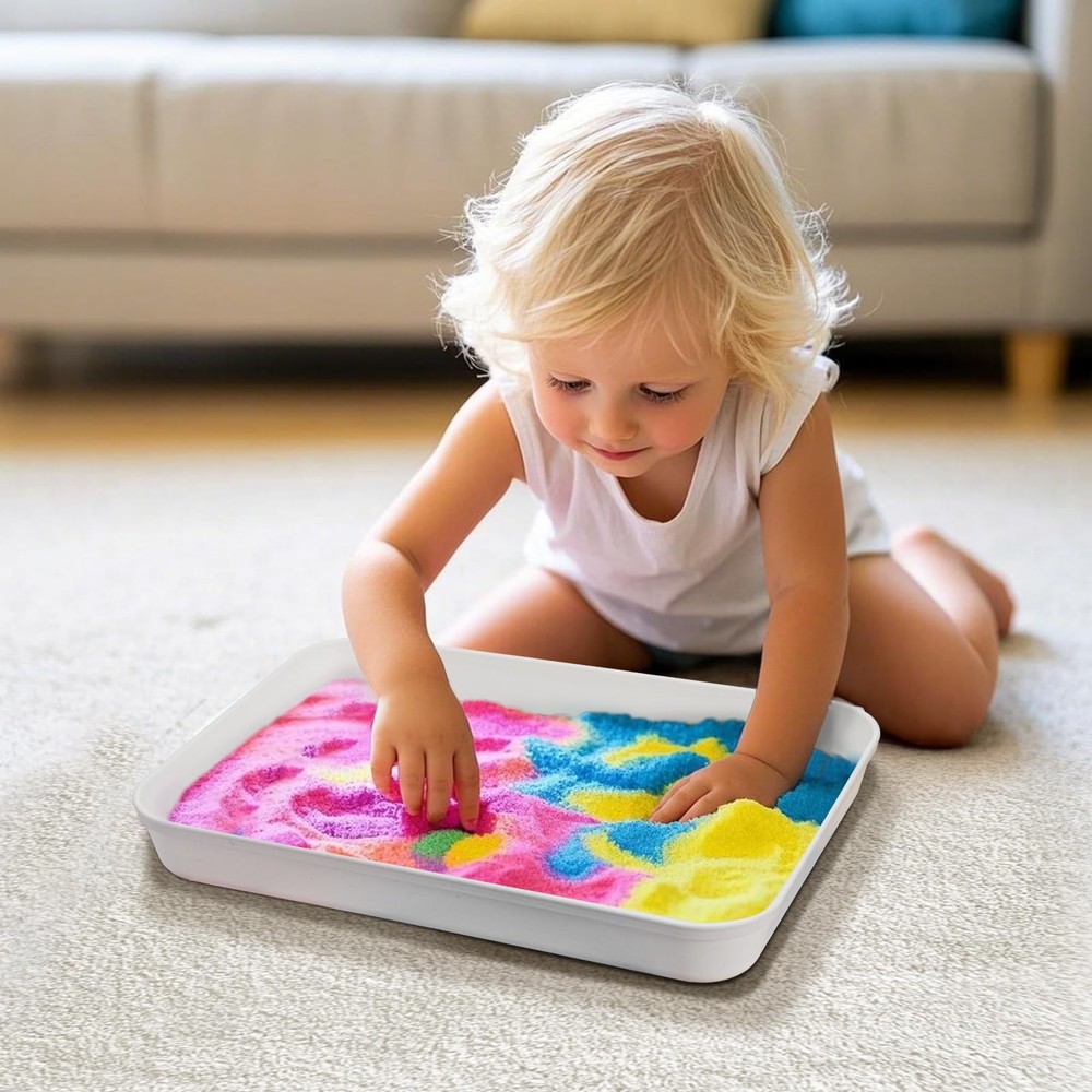 15 Pack Plastic Art Trays, Deep Activity Sand Serving Trays, Stackable Spill-...