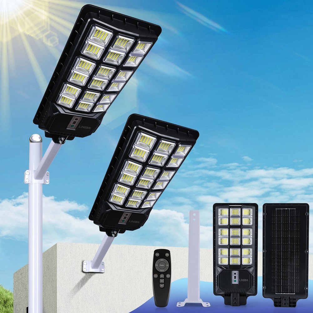 200000000LM Solar Street Lights Outdoor with Motion Sensor, Remote Control, Pole