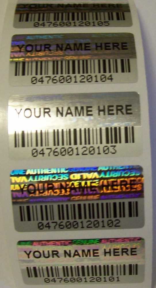 BCc 500 Custom Print BARCODE Security Hologram Tamper Evident Stickers