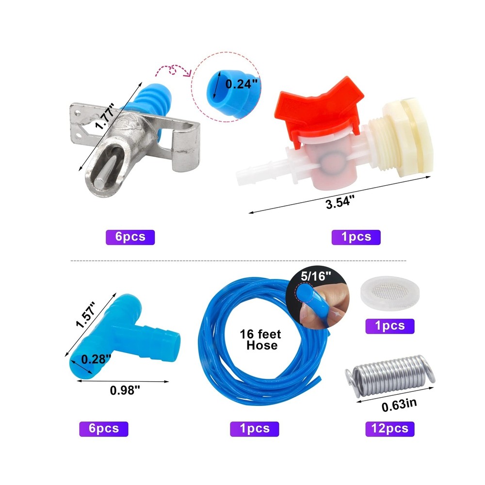 Automatic Rabbit Watering Kit Include 6 Nipple Drinker Feeders, ID ... Fast Ship