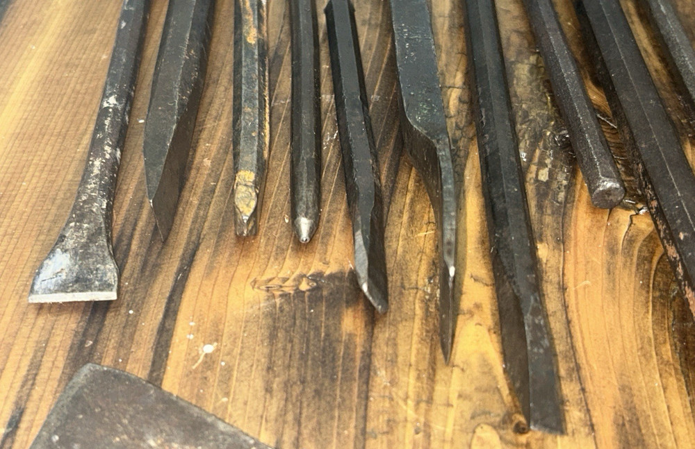 Cold Chisel mixed size lot flat & cape chisels,machinist blacksmith tools (11)