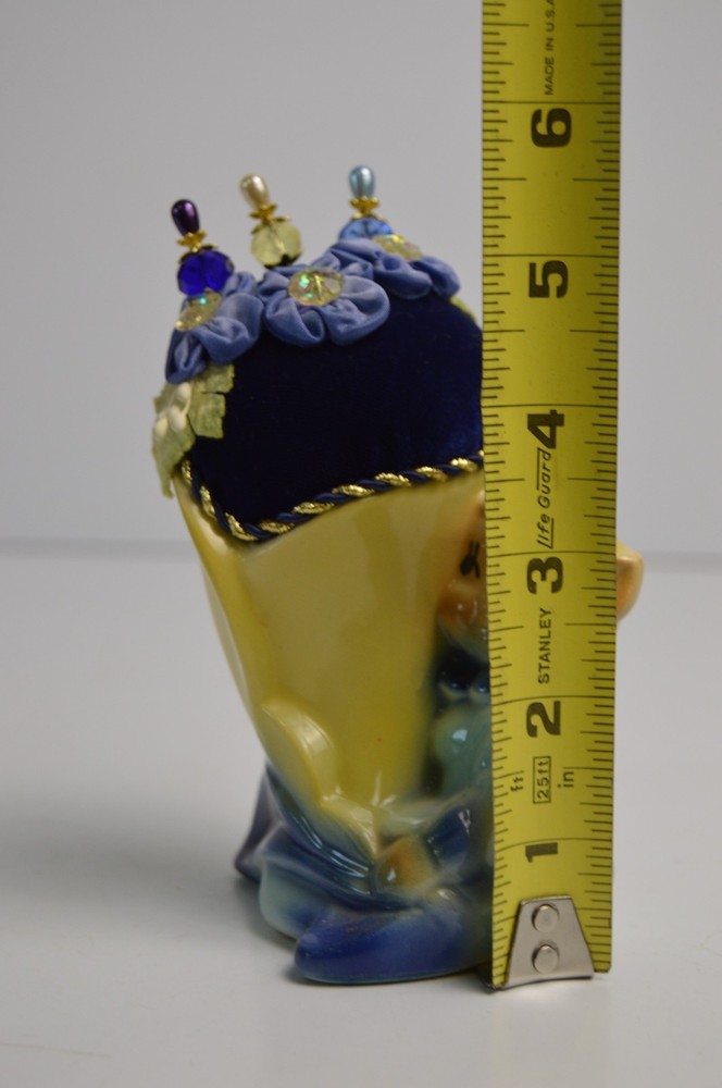 Vintage MCM Elf Pixie Kitschy Sewing Pincushion Repurposed Planter Craft