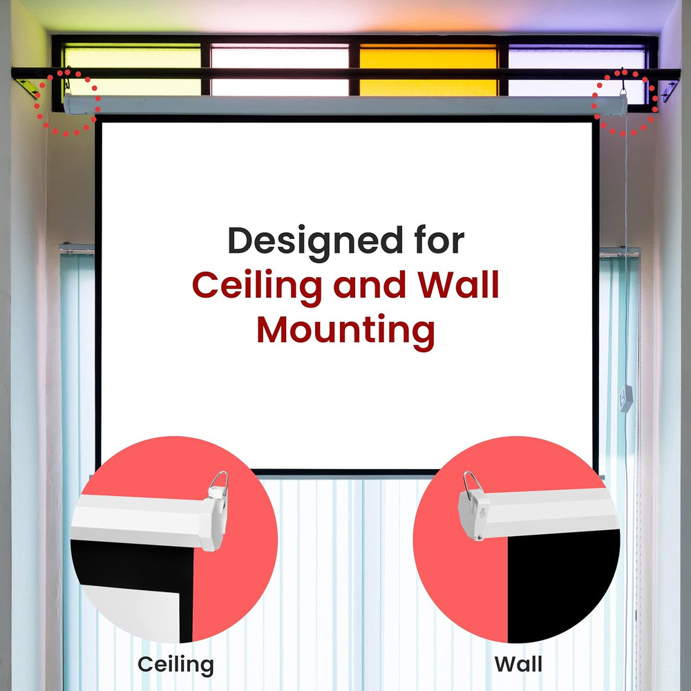 84-Inch Pull down Projector Screen – Manual Roll-Down Matte White Viewing Surfac