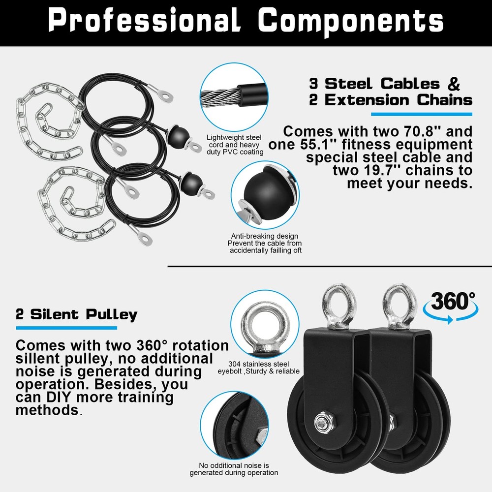 Cable Pulley System for Home Gym - LAT Pull Down, Biceps, Triceps Workouts