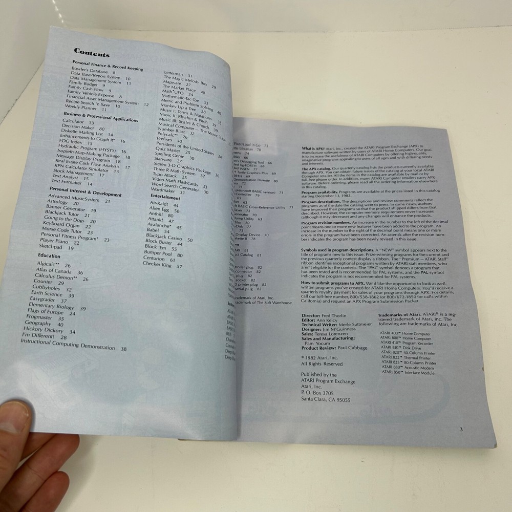 Atari Program Exchange Winter 1982-1983 Software Catalog APX