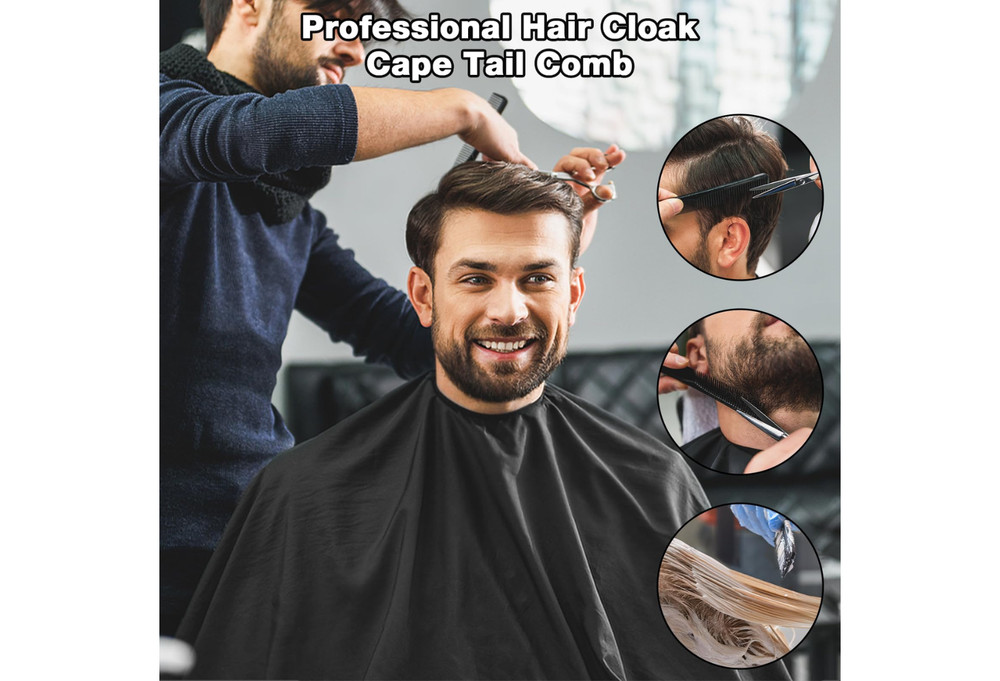 Hair Cutting Cape, Polyester Barber Cape with Combs, Black