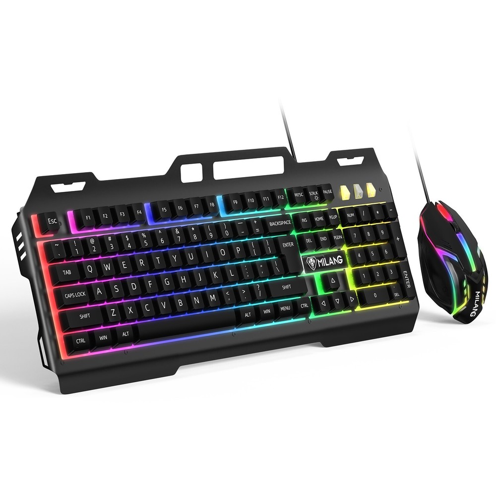 Computer Desktop Gaming Keyboard and Mouse Mechanical Feel LED Light Backlit US