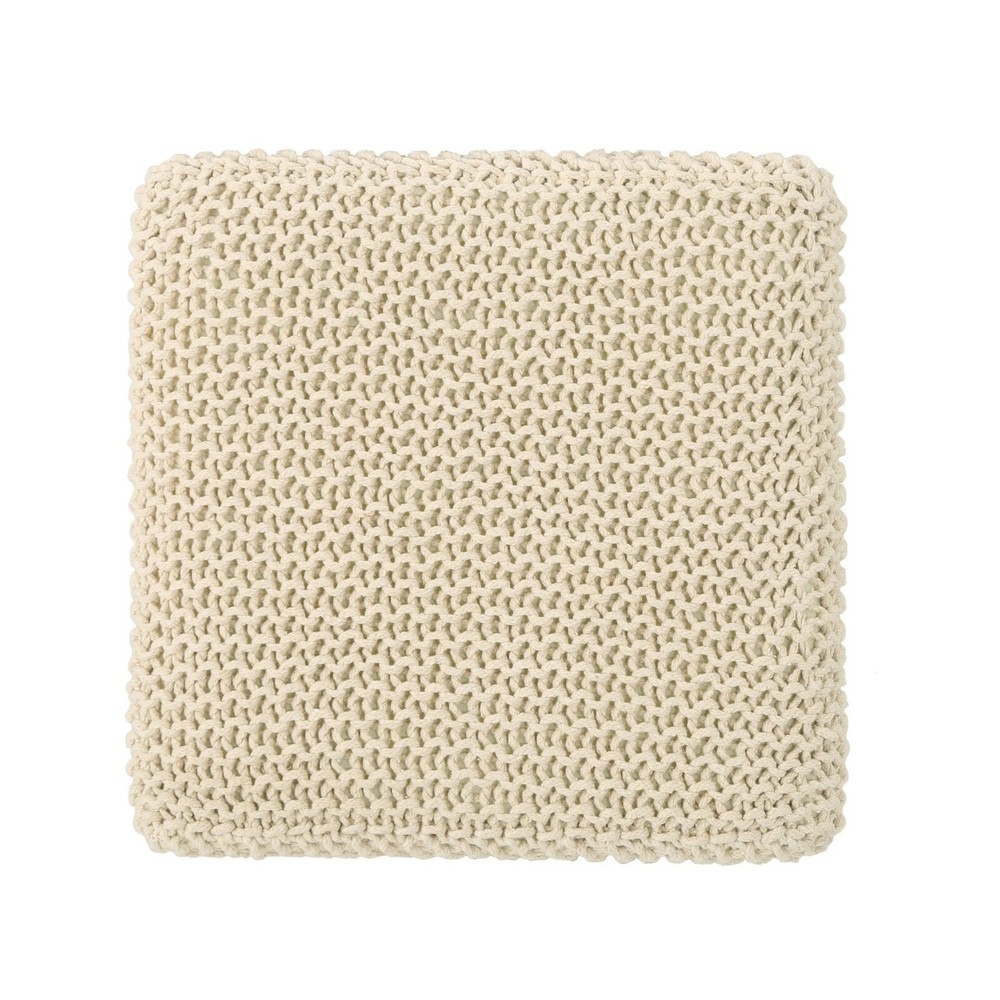 Scott Modern Hand-Knitted Cotton Thread Cube Foot Stool