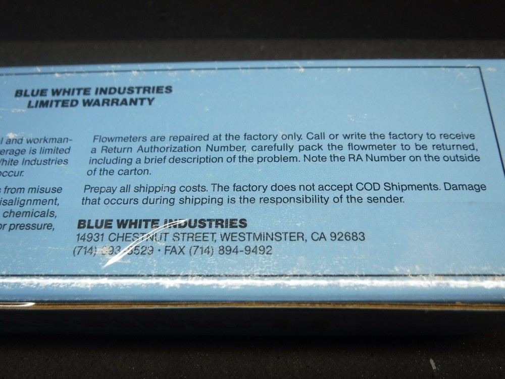 Blue White, Model #: F-40500LN-8, Flowmeter (Used)