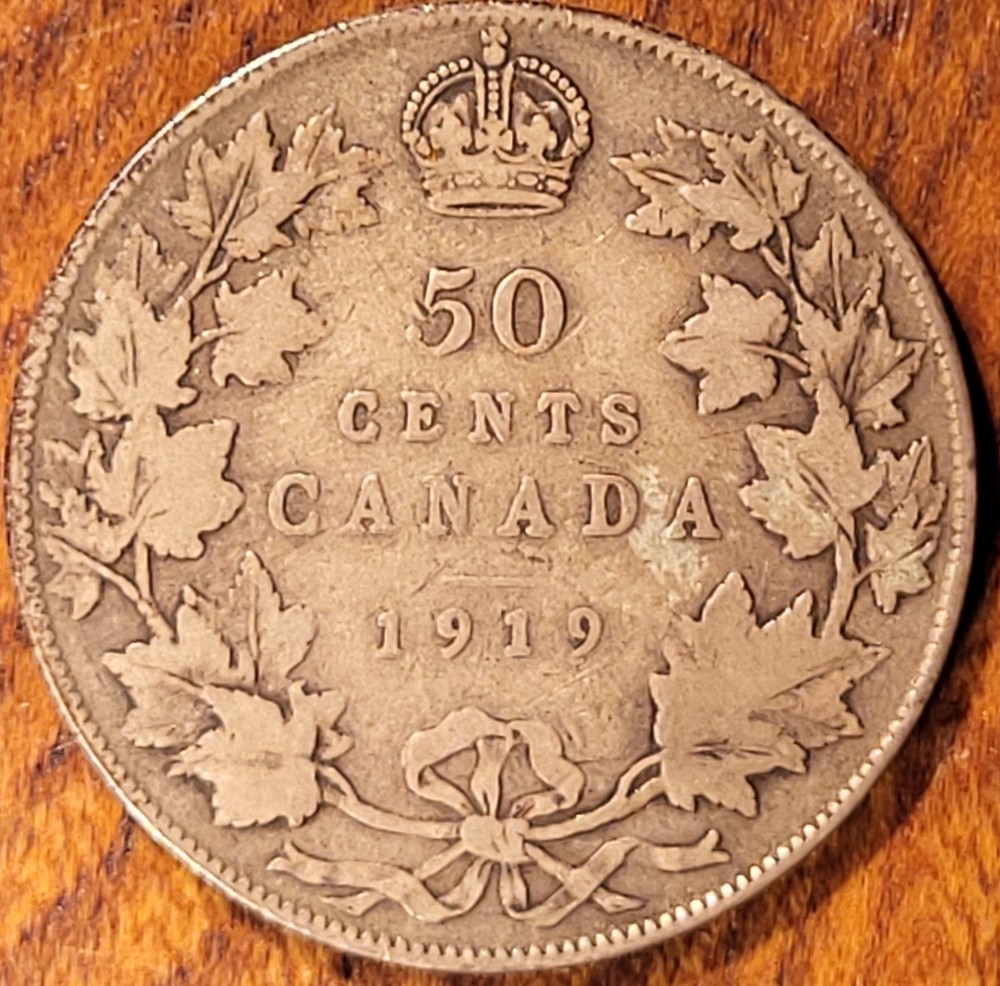 1919 Canada  50 Cent Silver  Coin   N114
