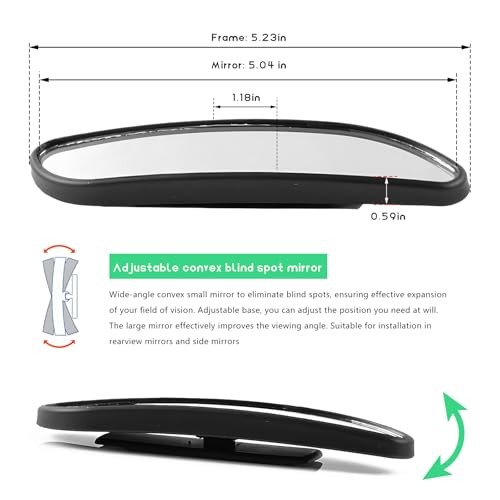 2PCS Blind Spot Car Mirror, Rectangular HD Glass Wide Angle Rearview 2 PCS
