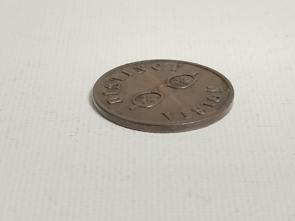 J Gargory Optician "Distinct Vision" Unofficial Farthing Token Birmingham (22mm)