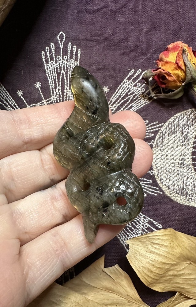 Labradorite Snake Carving, Natural Crystal