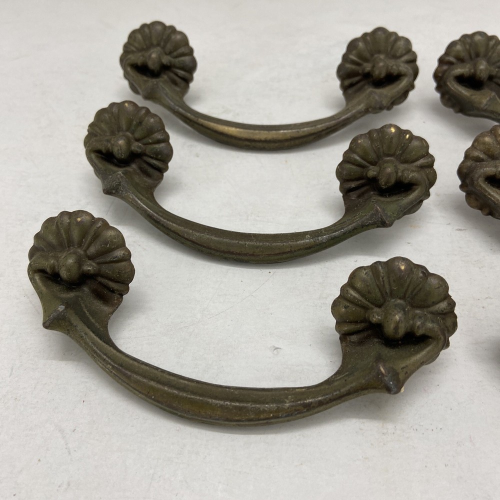 Six Vintage Brass Drawer Pulls