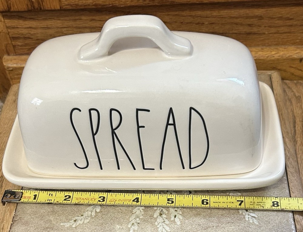 RAE DUNN Script SPREAD Covered Butter Dish Plate