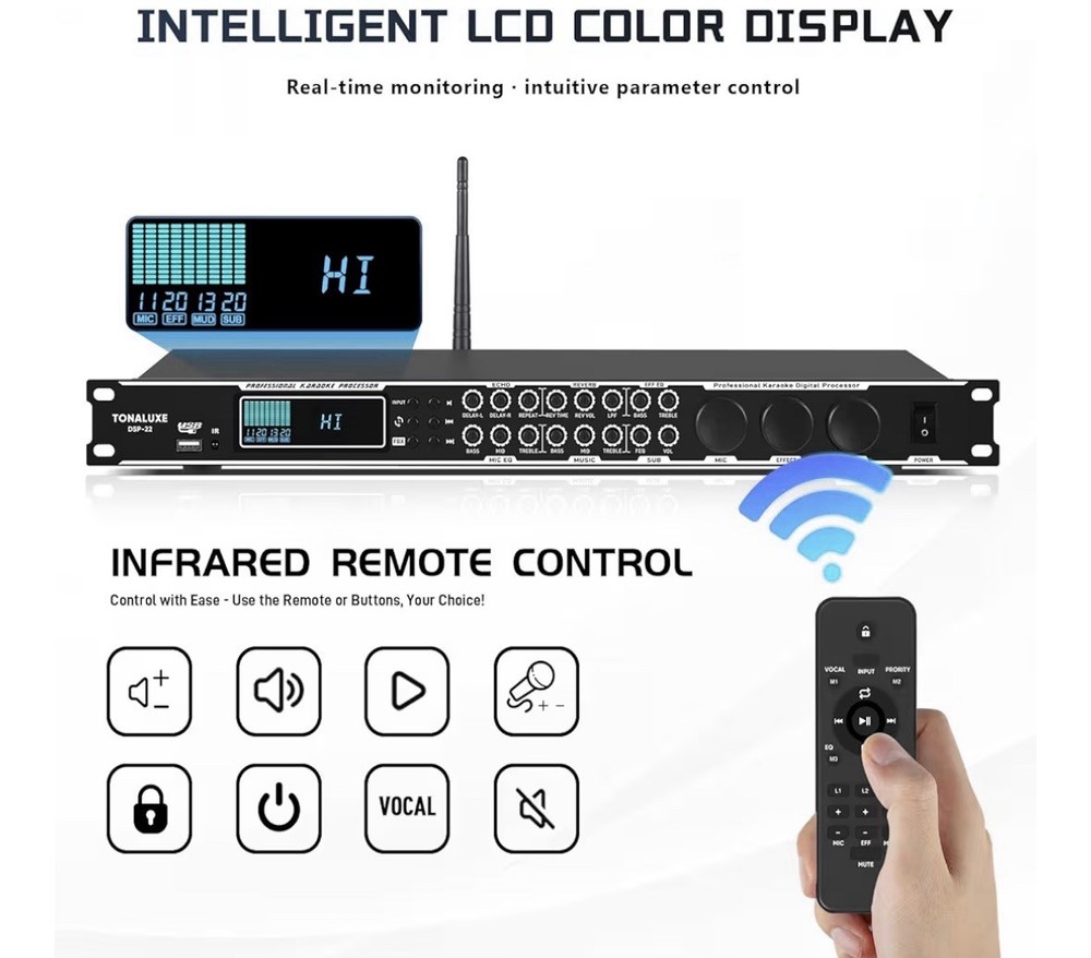 Karaoke Processor System, Digital PreStage Effector Vocal Preamp Mixer Equalizer