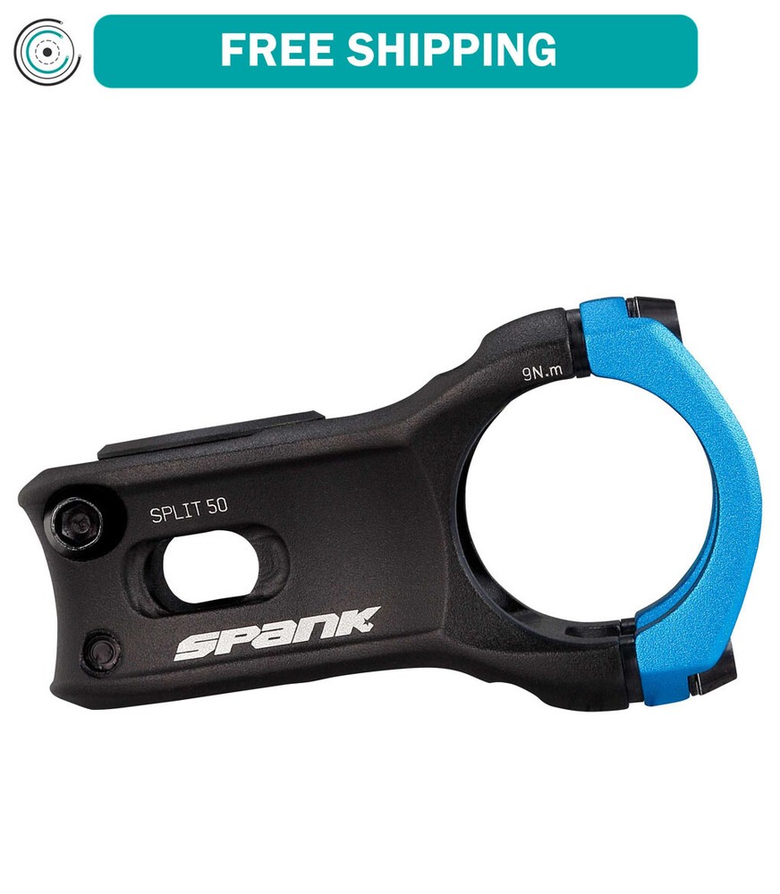 SPANK SPLIT 35 Stem 50mm Blue Aluminum | Highly Weight-Optimized Single Crown