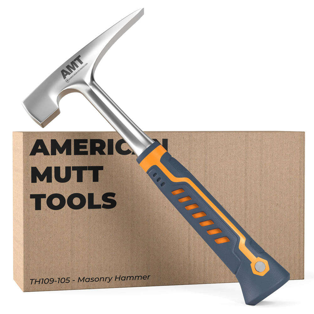 American Mutt Tools Brick Hammer – 20oz Masonry Hammer with Ergonomic Handle – S