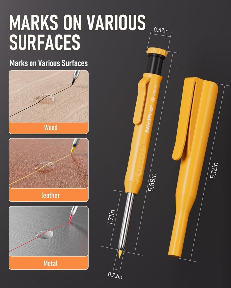 Complete Carpenter Pencil Set - 3 Mechanical Pencils with 39 Refills & Sharpener