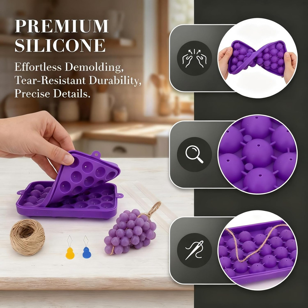 Grape Soap Making Kit with Silicone Molds, Tools & Video Tutorial for Adults