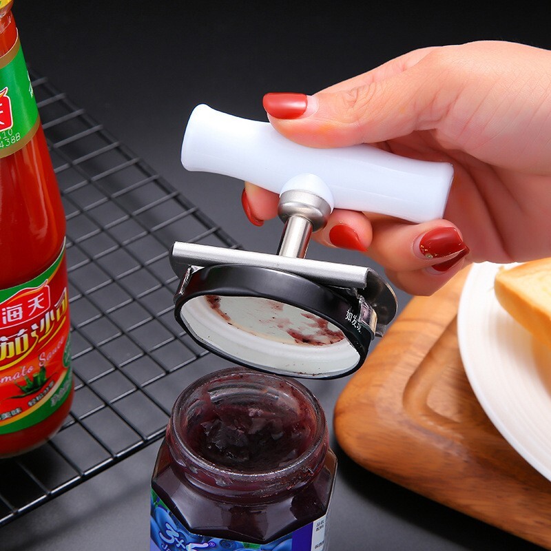 Stainless Steel Can Opener Kitchen Jar Lid Easy Bottle Adjustable Remover Tool