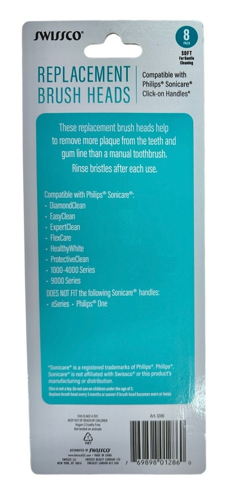 8 Pack Replacement Toothbrush Brush Heads - HELPS REMOVE MORE PLAQUE GENTLY