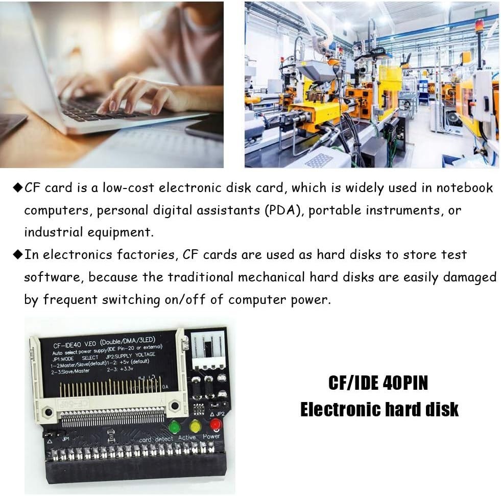 2Pcs Compact Flash Adapter for 3.5' IDE - Silent Operation, High Transfer Rate