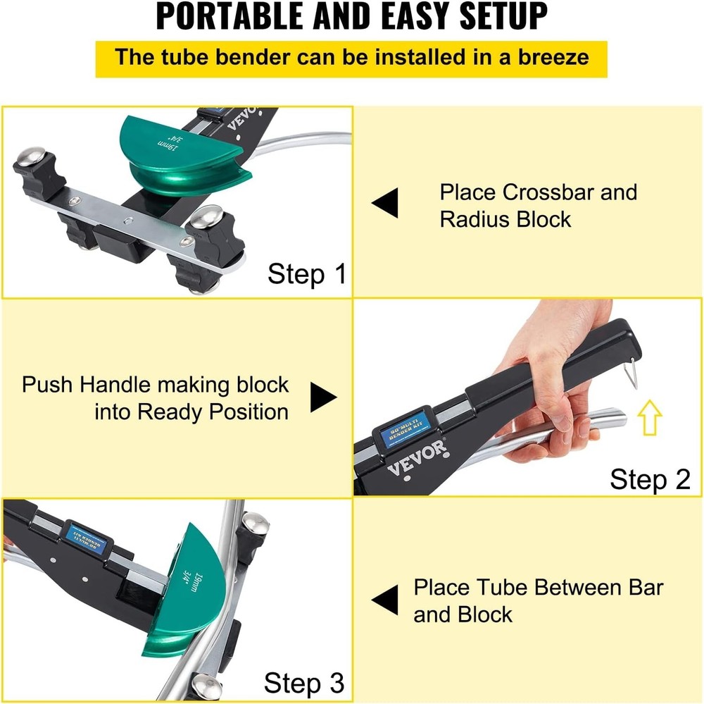 Ratcheting Copper Pipe Bender with 7 Dies - 90° Easy Forward & Reverse Bending