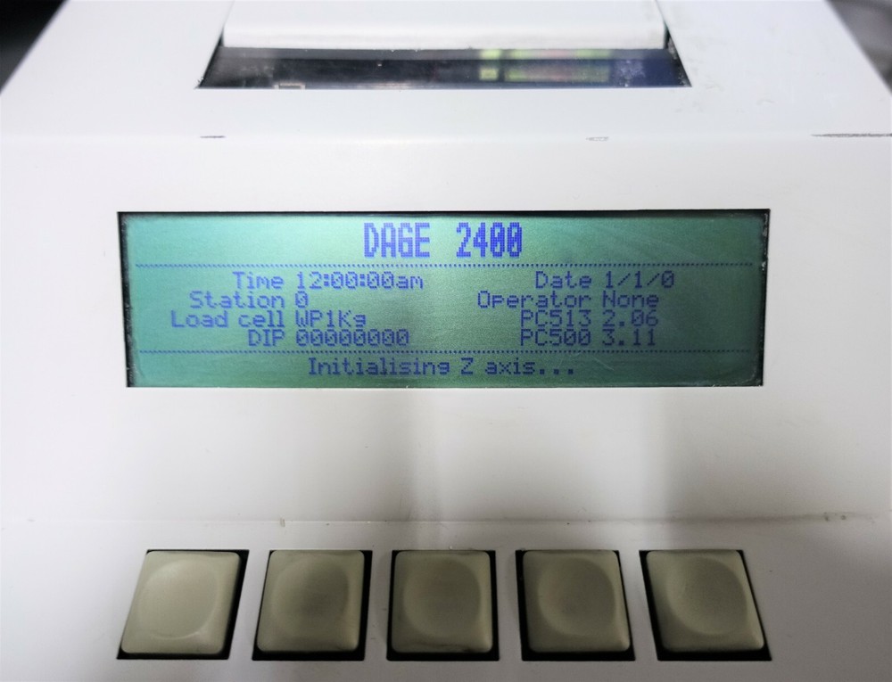 NORDSON DAGE 2400A BOND PULL TESTER w WP1KG CARTRIDGE, PRINTER & KEYPAD CONSOLE