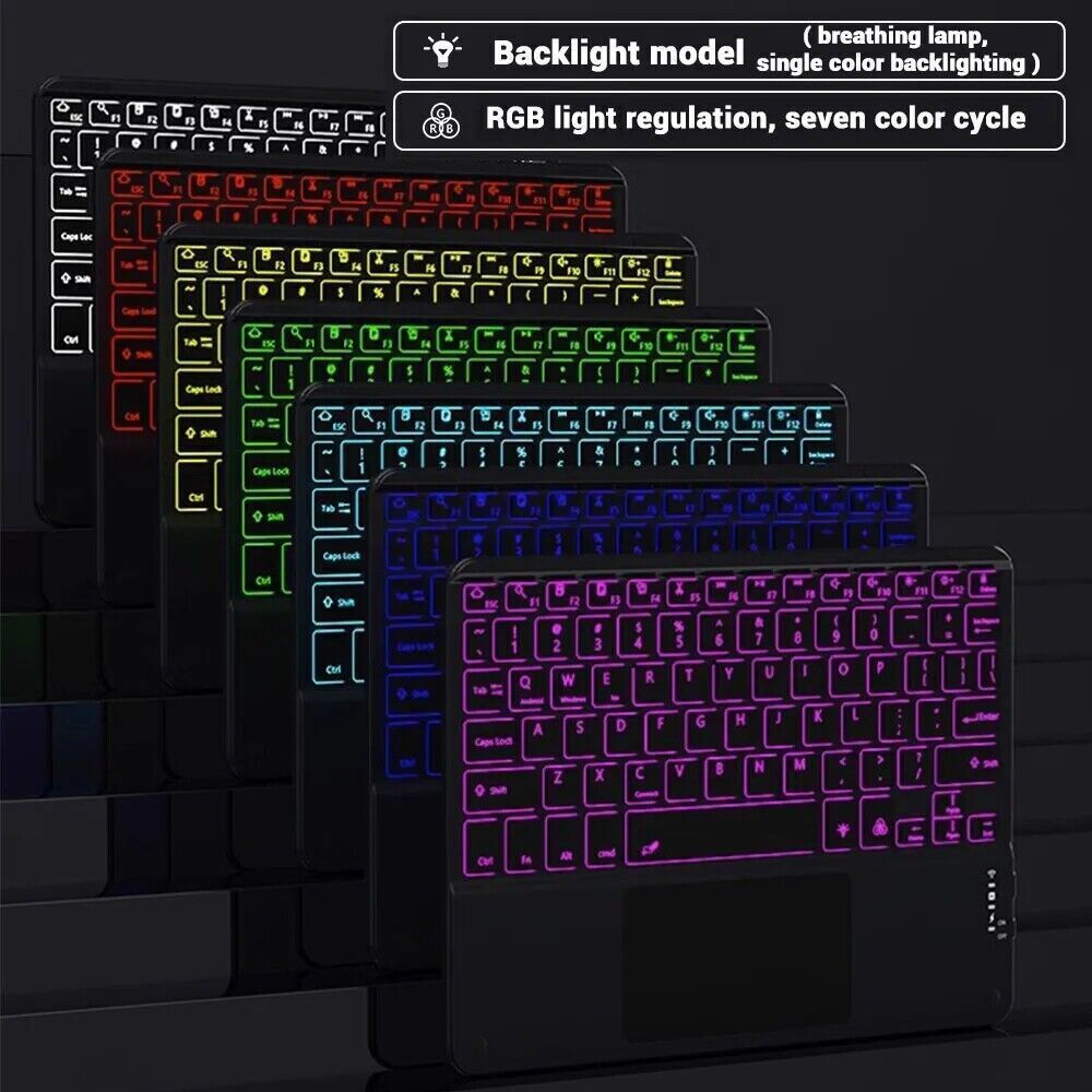 Rechargeable Backlit Bluetooth Touchpad Keyboard Mouse For Android IOS Tablet PC