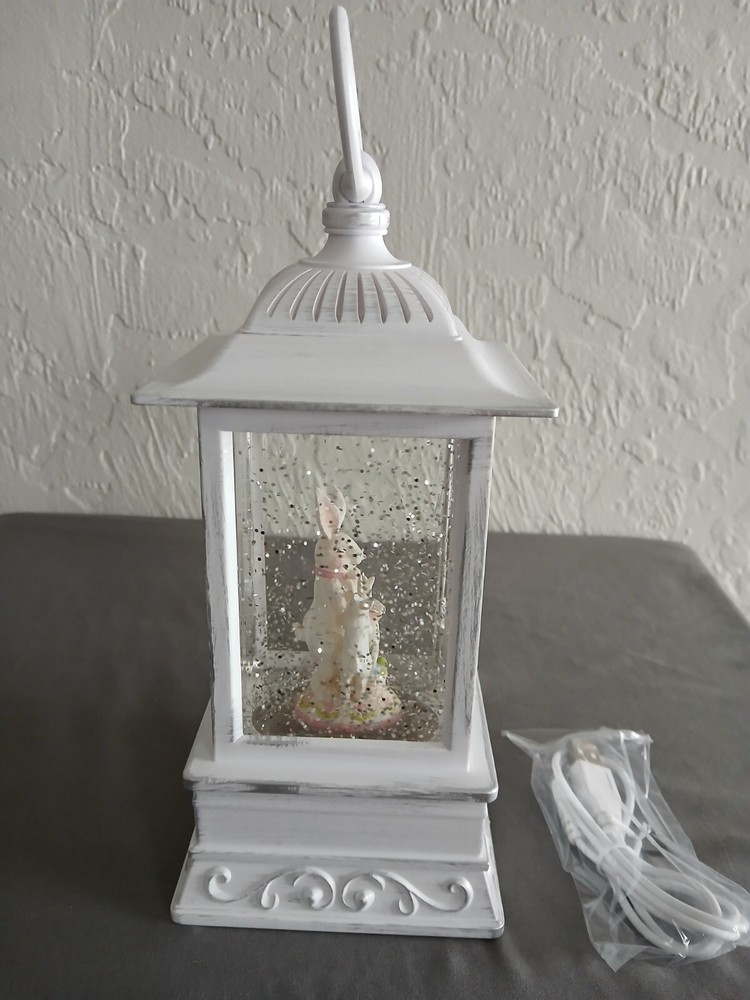 Easter Bunny Snow Globe Lantern With USB New In Box